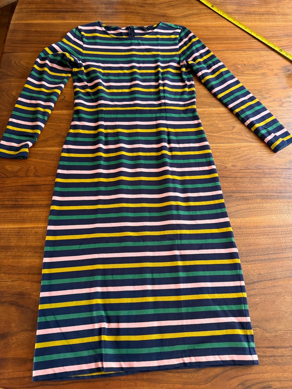 J Crew Body Con Striped Knit Long Midi Length Dress in EUC, Size 2